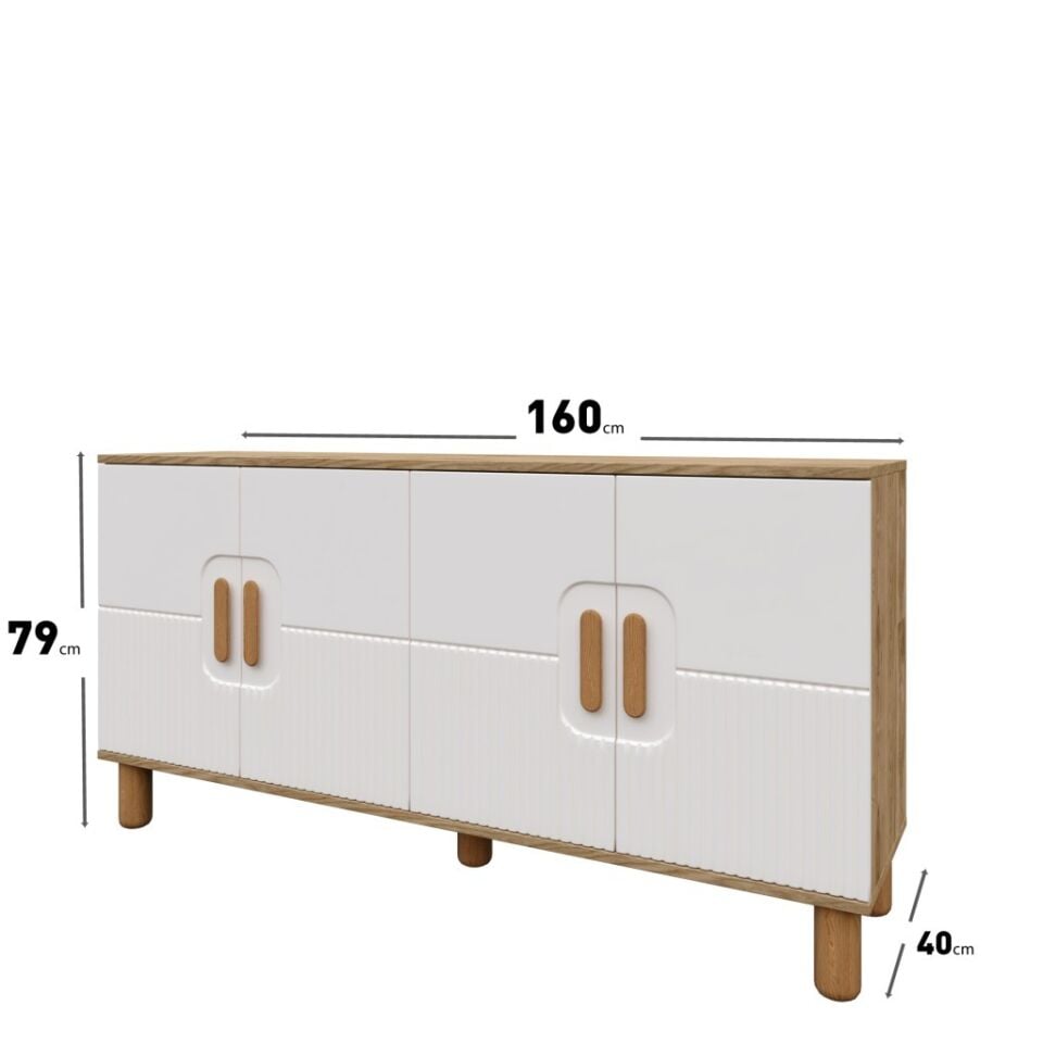 Dorin  Bohem Konsol 4 Kapaklı MDF Mebran Kapak 160 cm Modern Salon Konsolu Aytaşı Ceviz