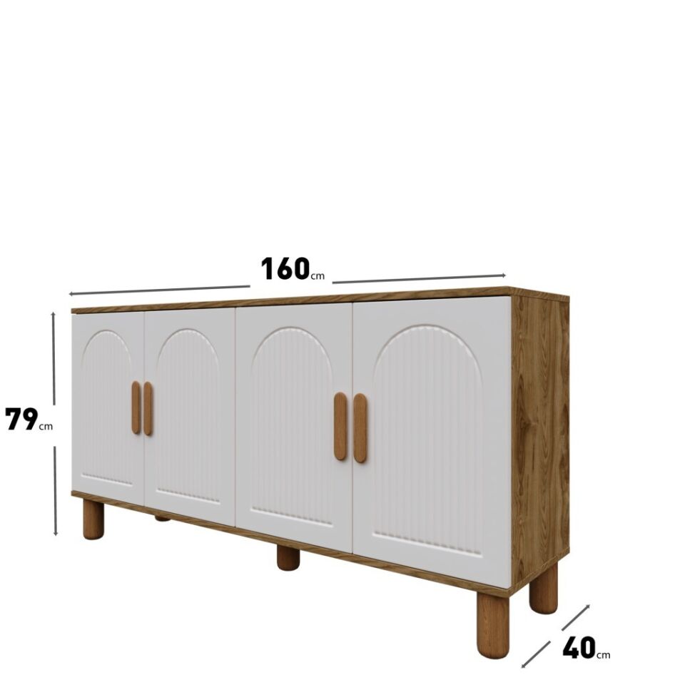 Elysia Bohem Konsol 4 Kapaklı MDF Mebran Kapak 160 cm Modern Salon Konsolu Aytaşı Ceviz