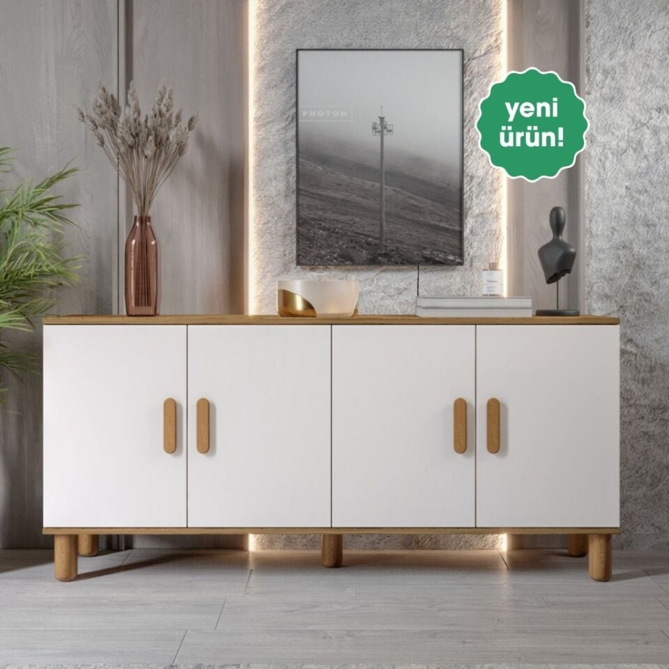 Bohem Serisi Riva Modern 160 cm 4 Kapaklı Salon Konsolu - Aytaşı Ceviz