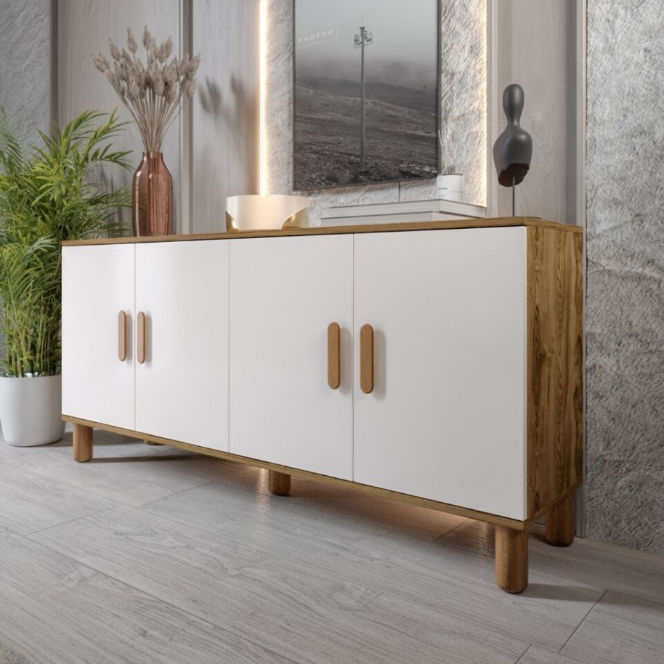 Bohem Serisi Riva Modern 160 cm 4 Kapaklı Salon Konsolu - Aytaşı Ceviz