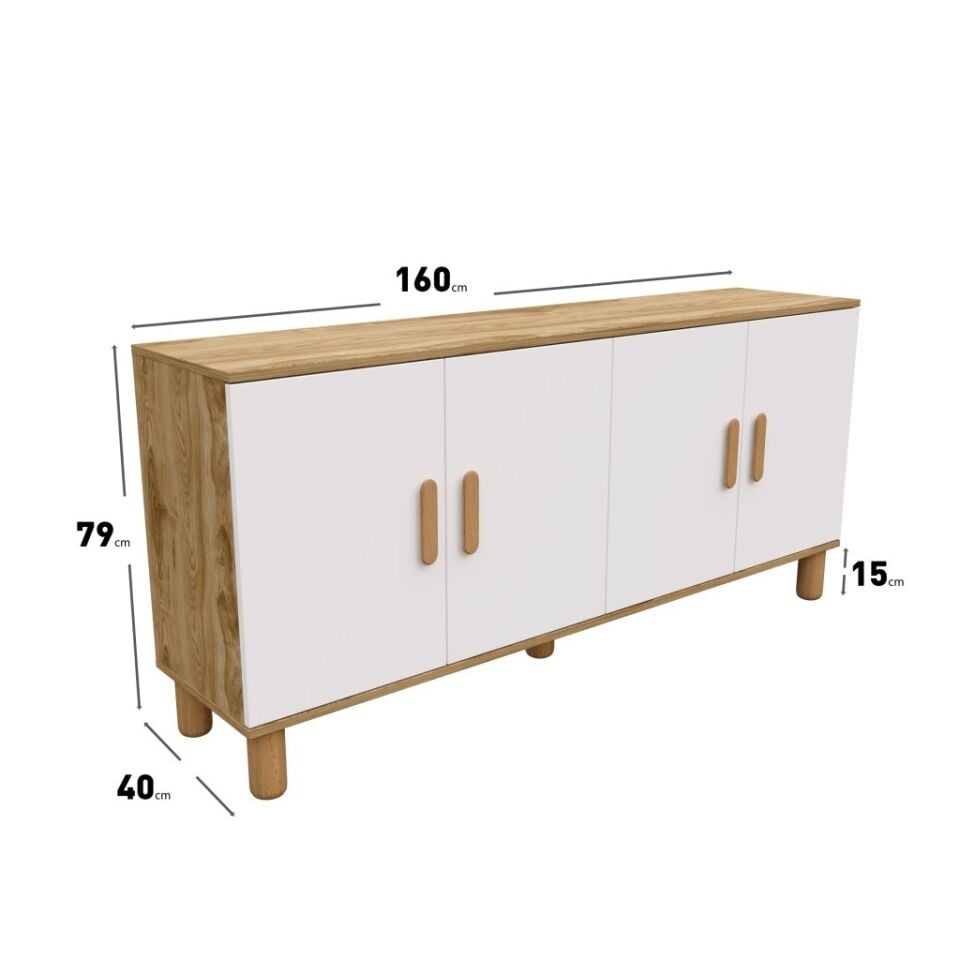 Bohem Serisi Riva Modern 160 cm 4 Kapaklı Salon Konsolu - Aytaşı Ceviz