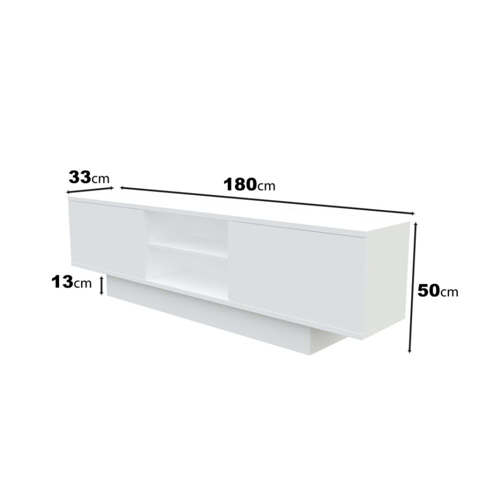 Verona Modern 2 Kapaklı Raflı TV Ünitesi TV Sehpası 180 cm Beyaz