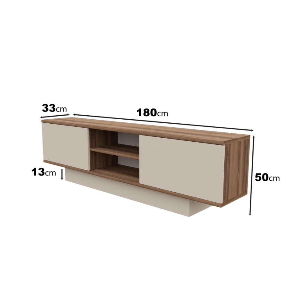 Verona Modern 2 Kapaklı Raflı TV Ünitesi TV Sehpası 180 cm Ceviz-Aytaşı